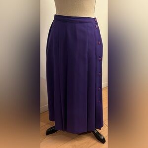 Vintage Tan Jay Royal Purple Pleated Side-Button Maxi Skirt Size 8